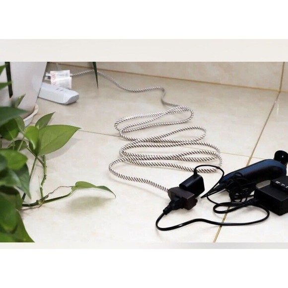 Braided Indoor Extension Cord 10 Ft. 3 Outlets Flat Head 2 Prong 16 Gauge Brown - Picture 7 of 7